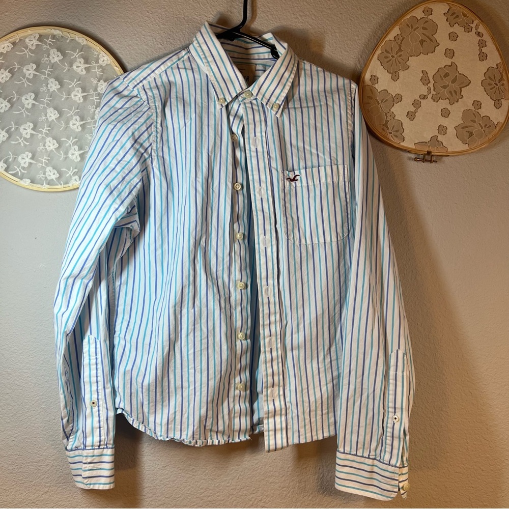 Blue Stripe Hollister Button Up